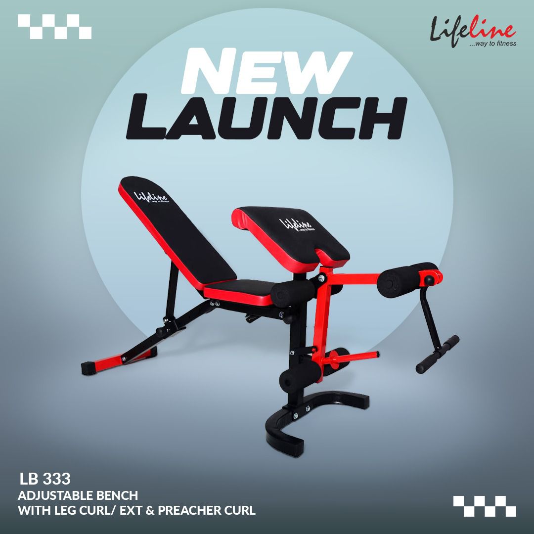 Adjustable Bench with Preacher Curl and Leg Extensions - Nfinity | Fitness and gym equipment | Dumbbells | Plates